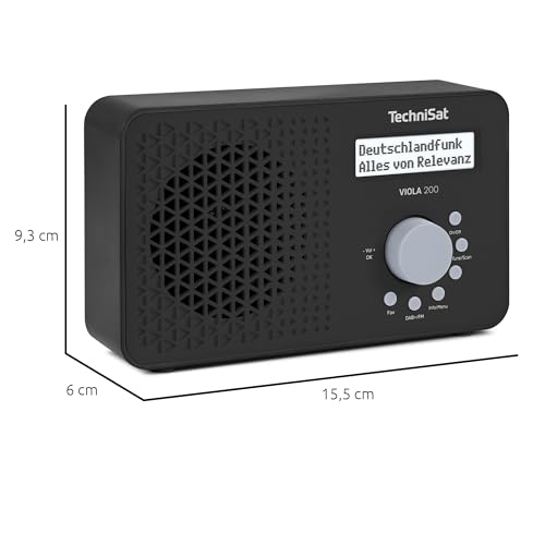 TechniSat Viola 200 - tragbares DAB+/UKW-Radio (mit LCD-Display, Teleskopantenne, Favoritenspeicher, Kopfhöreranschluss, Netz- & Batteriebetrieb, Mono-Lautsprecher, RDS, PLL) schwarz