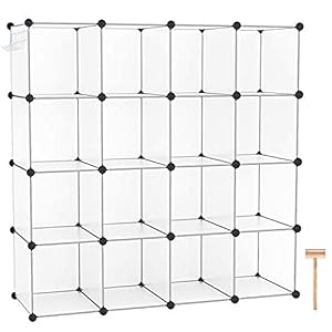 C&AHOME Cube Storage Organizer, 16-Cube Shelves Units, Closet Cabinet, DIY Plastic Modular Book Shelf, Ideal for Bedroom…