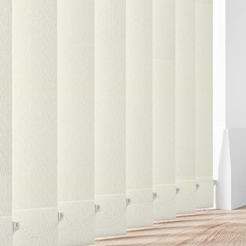 Made to Measure Vertical Blinds Slats - Feather Weave Cream Fabric 89mm(3.5) Wide Louvres -Perfect Replacement Slats for Windows & Conservatory Blinds with Weights and Chains - Colour Options (Cream)