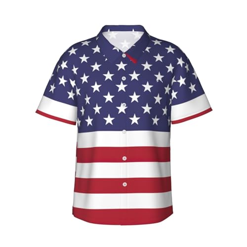KLJnmbb Hawaii-Hemd mit amerikanischer Flagge, weich, für Herren, kurzärmelig, Button-Down-Shirt für Strandurlaub, Schwarz , L KLJnmbb Hawaii-Hemd mit amerikanischer Flagge, weich, für Herren, kurzärmelig, Button-Down-Shirt für Strandurlaub, Schwarz , L