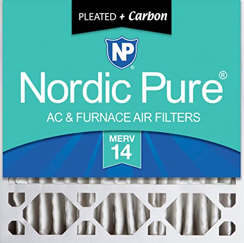 Image of Nordic Pure 20x20x5 Pleated MERV 14 Plus Carbon Air Filters 1 Pack | Actual Size: 19 5 /8 x 19 7 /8 x 4 3 /8 Honeywell Replacement Made in USA, Pro Strength Filtration, Pet & Odor Control