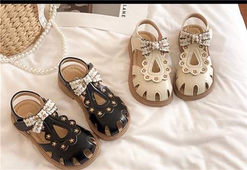 He&Yingmin Girls Bow Sandals Soft Closed Toe Princess Flat Shoes Summer Sandals4