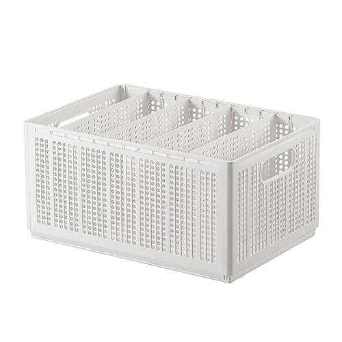 CHEOTIME Caja organizadora plegable para pantalones, con separadores ajustables, color blanco puro, 7 compartimentos, organizador de ropa para dormitorio, amplio espacio de almacen (Large 5 Grids: 4