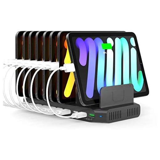 Alxum USB Fast Charging Station with Quick Charge 3.0, 10 Port Charging Stand for Multiple Devices, Compatible with iPad, iPhone, Samsung Galaxy, Black (96W)