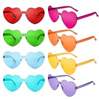 CHRORINE 8/16/24 Paar herzförmige Sonnenbrillen randlos Herz Glasse Transparent Bonbonfarben für Gastgeschenke (8, Mehrere Farben)