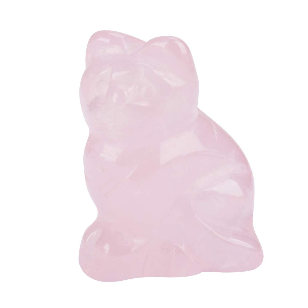 HEEPDD Rose Quartz Cat, 1.5 Inch Natural Rose Quartz Crystal Pocket Kitten Fengshui Collectible Figurines Gift