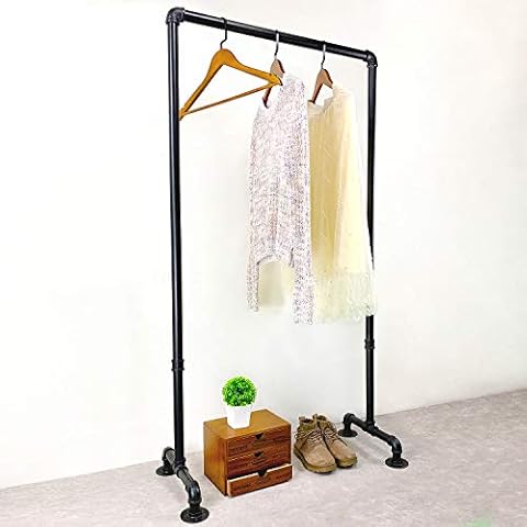 MBQQ Industrial Pipe Clothing Rack,29.9in Length Vintage Commercial Grade Pipe Clothes Racks,Rolling Rack for Hanging Clothes Retail Display,Heavy Duty Steampunk Iron Garment Racks,Retro Black Cover