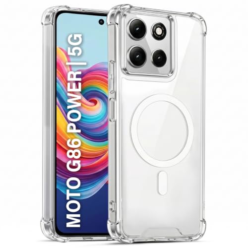Image of TRUEUPGRADE Back Cover for Motorola Moto G86 Power 5G Non Mag-Safe Transparent PC + TPU Bumper Case with Magnetic Print Shockproof Protection (Transparent Mag-Safe)