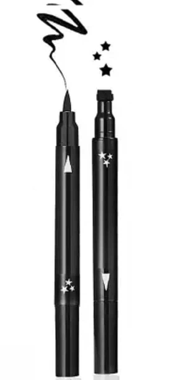 Eyeliners Stamp, Black Hearts Face Stamps Makeup Eyeliner Eye Stamp Liners Tool Set Kit for Women Waterproof, Wing Eyeliner Stamp Figures Tool Wingliner Shapes, (BLACK, Star)-image-48