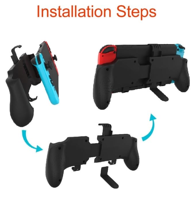 Image of TMG Hand Grip Stand for Nintendo Switch OLED Model, Switch, Switch Lite - Comfortable & Ergonomic Adjustable Handle Grip - White