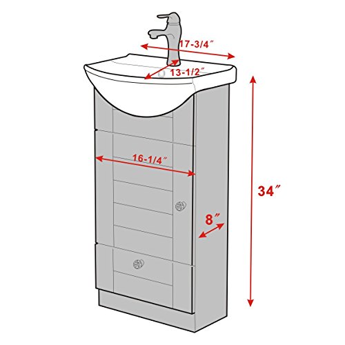 Mahayla Small Bathroom Cabinet Vanity Sink White Heavy Duty Ceramic Wall Mount Sink With Modern Dark Oak Cabinet Vanity, Chrome Faucet, Pop Up Drain And Overflow Renovators Supply Manufacturing #TOP3