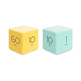 Mooas Yellow & Mint Cube Timer Bundle (10,20,30,60 Minutes) - 8 Settings - Timer for Studying, Cooking, Workout & Kids