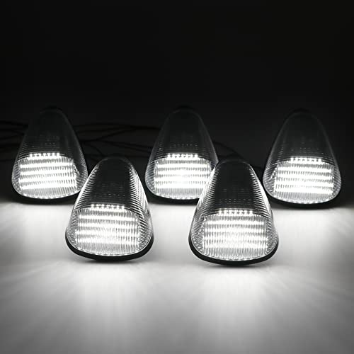 Shinefit 5Pcs Led Cab Roof Marker Lights Replacement For 1999-2016 F150 F250 F350 F450 F550 Super Duty Pickup, White Top Roof Running Marker Clearance Light #TOP1