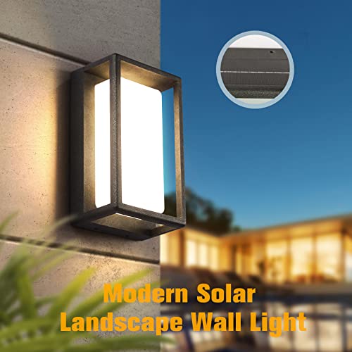 MVBT Modern Outdoor Solar Wall Light, LED Porch Patio Door Entryway Sconce Exterior Fixture Wall Lamp 3000K Landscape Lighting with No Wiring Required - Image 3