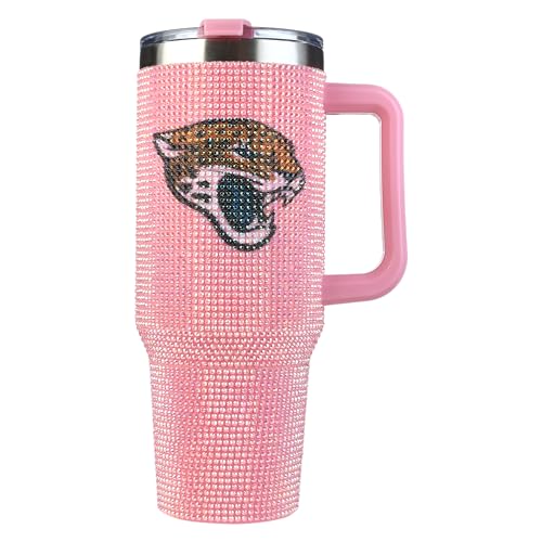 Image of The Memory Company Officially Licensed 40oz Pink Bling Game Day Tumbler, Jacksonville Jaguars