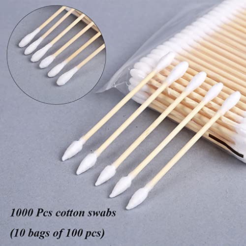 1000 Count Organic Bamboo Cotton Swabs - Pointy/Round Head Biodegradable Wooden Cotton Buds For Ear, Plastic Free Double Ear Cotton Sticks For Cleaning, Makeup #TOP6