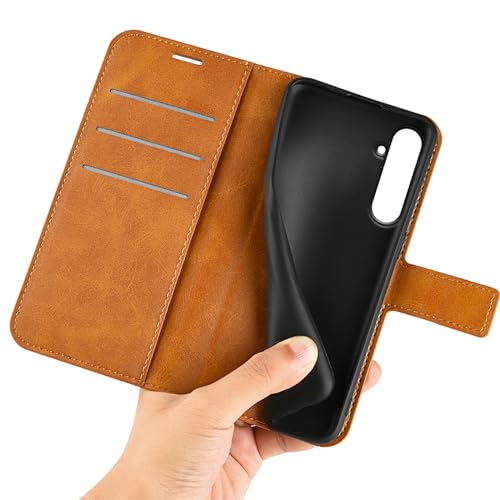 Étui à rabat pour Samsung A55 protection jaune simili cuir