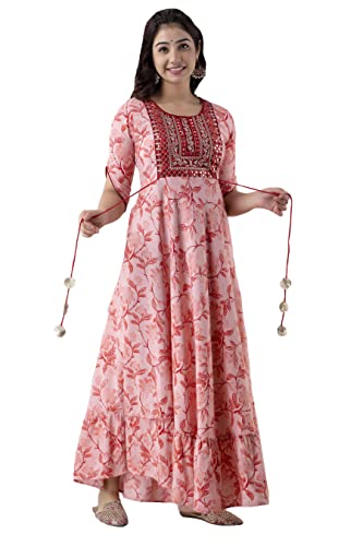 Image of Women Embroidered Anarkali Kurta in Pink