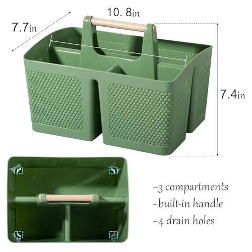 Image of rejomiik Plastic Shower Caddy, Portable Shower Basket with Handle, Green