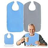 VEGCOO 2Pcs Baberos Adultos Impermeables, Baberos para Personas Mayores con Bandeja de Goteo 75x45 cm, Babero Adulto Reutilizable y Lavable para Personas Mayores y Discapacitados