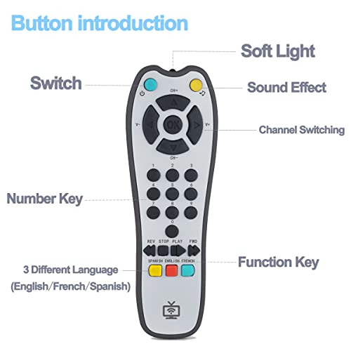 Kids Musical Tv Remote Control Toy With Soft Light And Sound, Adjustable Volume Early Education Learning Remote Toy With English,French,Spanish Gift Toy For 6 Months+ Toddlers Boys Or Girls #TOP5