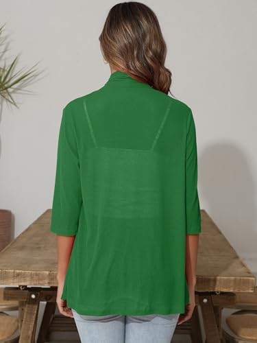 Image of Women's Lightweight Open Front Cardigans Short Sleeve Casual Soft Sheer Cardigan S-2XL with Pockets