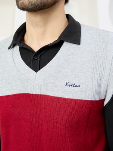 Image of Kvetoo V Neck Sleeveless Winter Wool Sweater for Men