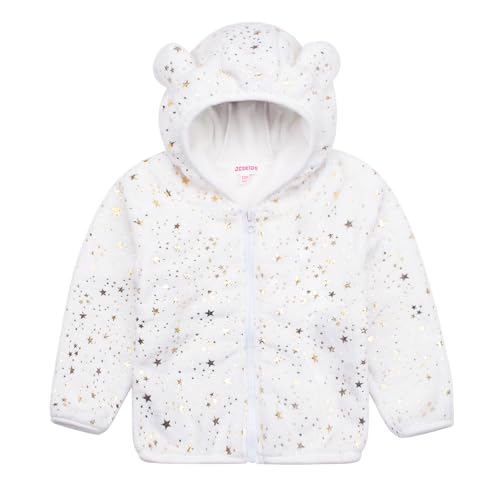 Toddler Girls Boys Fleece Hoody Jacket Zip Up Teddy Coat Warm Winter Outwear Sparkling Star 4-5T