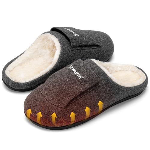 Dr.Warm Heated Slippers for Women Men, 5000mAh Rechargeable Battery Heating Shoes with Anti-Skid Rubber Sole, Thermal Electric Fuzzy Slippers Foot Warmer for Cold Winter
