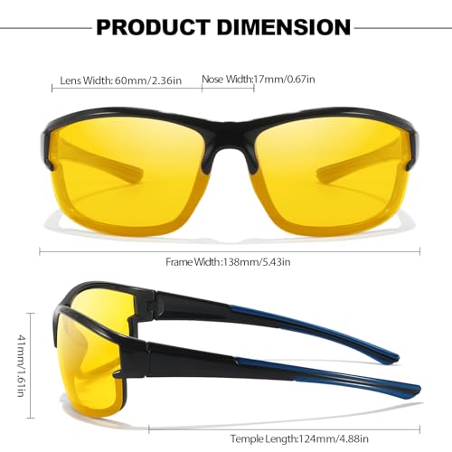 IGnaef Night Vision Pro Driving Glasses, Polarized Yellow Nighttime Driving Glasses Anti Glare IF18063