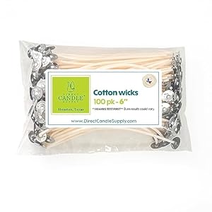 6″ Pre Waxed Cotton Wicks 100pk for Candle Making – 100% Cotton Wick Made in USA