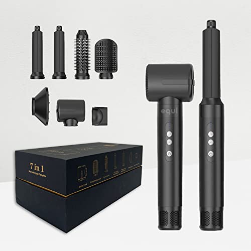 Produktfoto von Equl 7in1 Haarstyler, Stylingset mit 7 Aufsätzen, nutzbar als Föhn, Lockenstab, Volumenbürste und Warmluftbürste.&hellip;