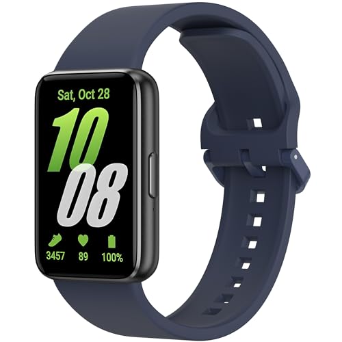 Vancle Correa para Samsung Galaxy Fit 3 para Mujeres Hombres, Correas de Silicona TPU Suave, Pulsera de Repuesto Impermeable Deportiva para Samsung Galaxy Fit 3 SM-R390, Azul Marino