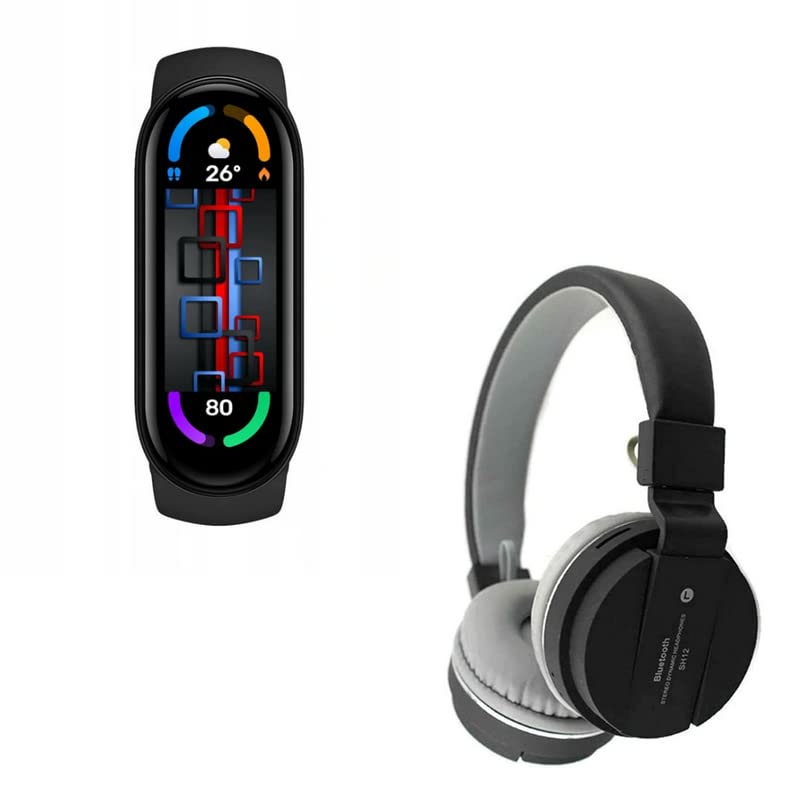 Lapras Combo Pack of 2 Items - M6 Smart Fitness Band with Many Features Like Steps Counter, Calorie Counter etc, Comfortable On-Ear Bluetooth Wireless Headphone (12 Year Warranty)-image-32