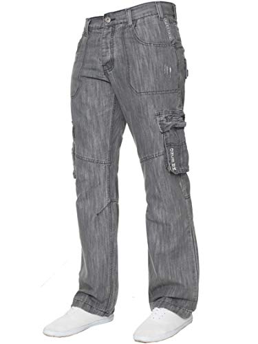 Enzo Mens Cargo Combat Jeans Pantaloni Casual Lavoro Tutti UK Girovita Taglie