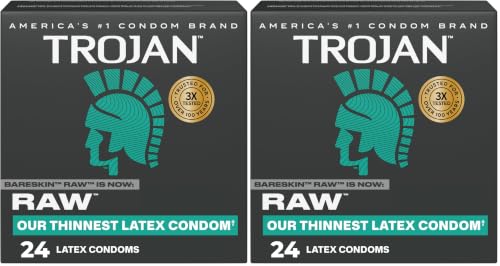Image of Trojan Raw Latex Lubricated Thin Condoms for Men, America's Thinnest Latex Condoms, Made from Premium Latex to Help Reduce Risk of Pregnancy and Sexually Transmitted Infections (STIs), 24 Count