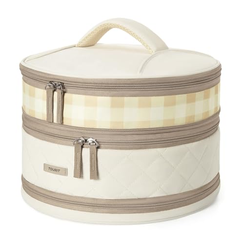 TOURIT Round Casserole Carrier Double Decker Insulated Pie Cake Carrier for Potluck, Picnic, Cookouts