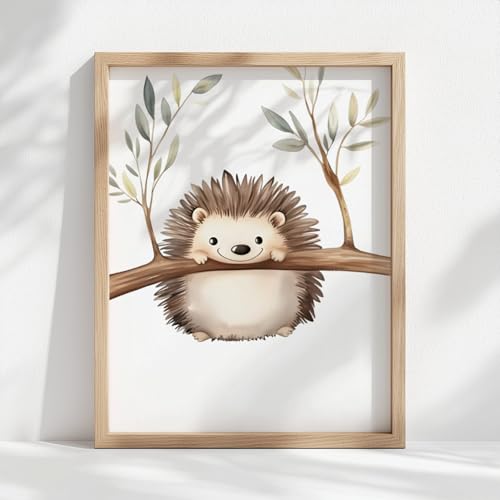 Generisch Waldtiere Poster Set Kinderzimmer – Otter, Fuchs & Igel Wandbilder – Babyzimmer Deko Mädchen & Jungen – Bilder Aquarell Tiere (DIN A4)