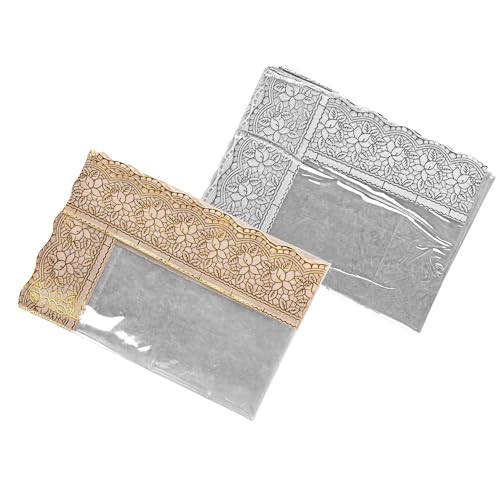 Image of Table Cloth, Center Table Cover, 15 mm Thick, Table Cover with Lace, PVC Rectangular Table Cover, Dining Table Cover for Home, Hotel, Office & Restaurant (Golden & White Combo, 40x60 Inch)