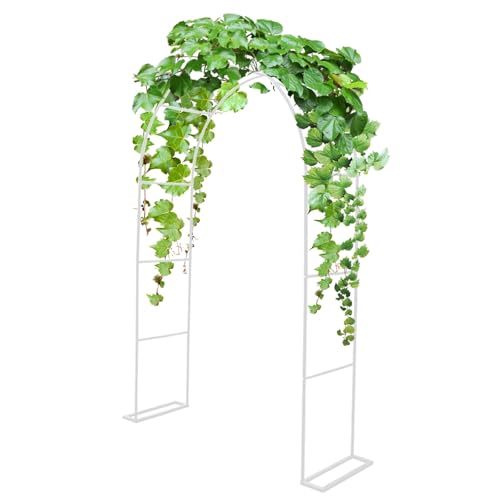 Pabellón de arco de jardín para plantas trepadoras, arco de rosas de metal, cenador de boda, pgola al aire libre, 200-220 cm de alto x 80-350 cm de ancho, arco de enrejado blanco para decoración de