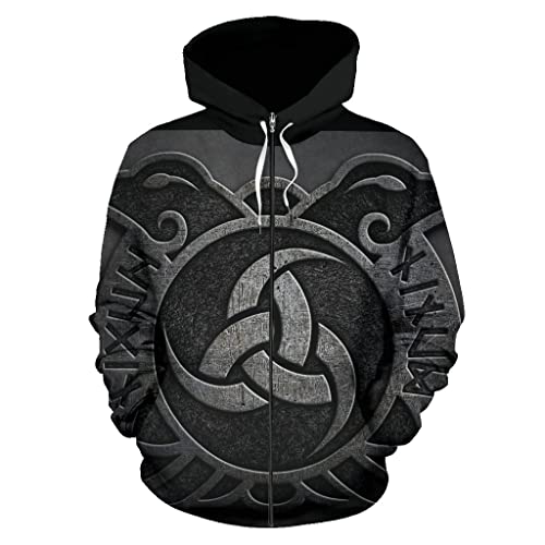 Sweat a capuche Viking noir avec finitions imprimees 3D haut de gamme