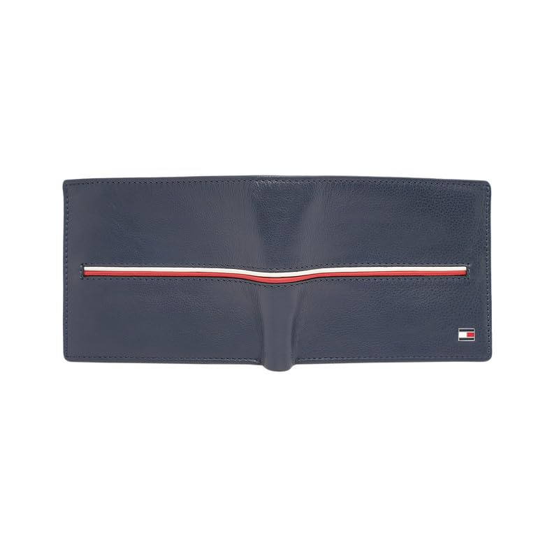 Image of Tommy Hilfiger Men's Leather Wallet Glasgow - Navy | Pebbled Texture | Multicard & Coin Utility | Stylish Purse for Men