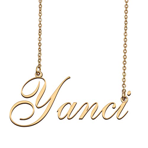 HUAN XUN Custom Personalized Name Necklace in Golden Silver for Women Yanci