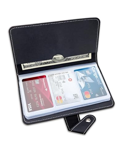 Leather Professional Business Card Book Holder Organizer 240 Capacity Credit Card Booklet PU Name Cards Holder Storage File for Men Women Black