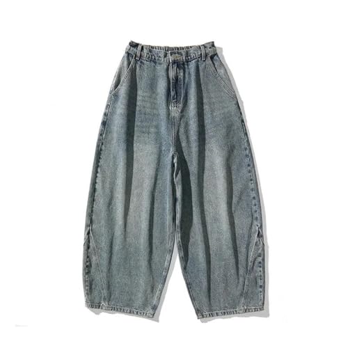 Bciopll Men Denim Wide Leg Pants Loose Hip Hop Casual Jeans Elastic Waist Casual Denim Trousers2