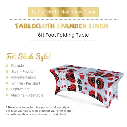 Nappe imprimée coccinelle housse table 1,8m rectangulaire extensible - 6