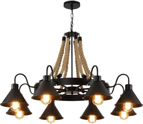 Lámpara colgante de cuerda cáñamo estilo retro americano loft nostálgico industrial cibercafé restaurante tienda ollas calientes,Lujo