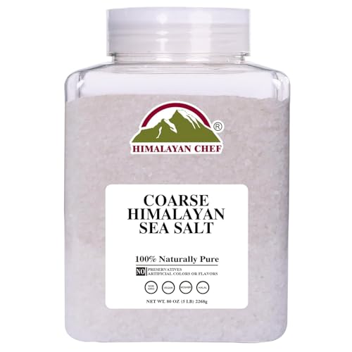 Himalayan Chef Sal de grano grueso: tarro de 5 libras para cocinar, hornear y condimentar