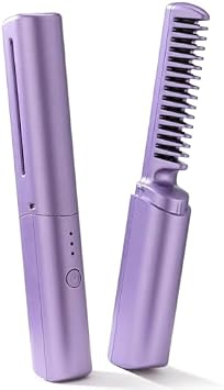 Cordless Heat Brush, USB Rechargeable Hair Straightening Comb, Negative Ion Hair Straightener, 3 Temperature Adjustment, 2-Way Cordless Hair Straightener, 2 in 1, Travel Hair Straightener, Continuous