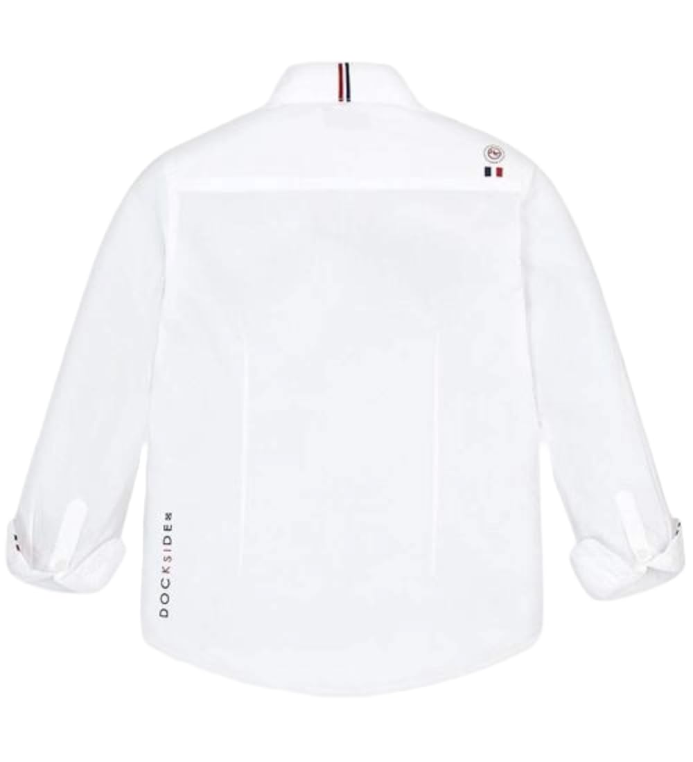 Mayoral Camicia Bianca Slim Fit per Bambino 8-16 Anni a Maniche Lunghe – Modello 6133 Elegante con Ricami Nautici, Perfetta per Cerimonia e Occasioni Speciali